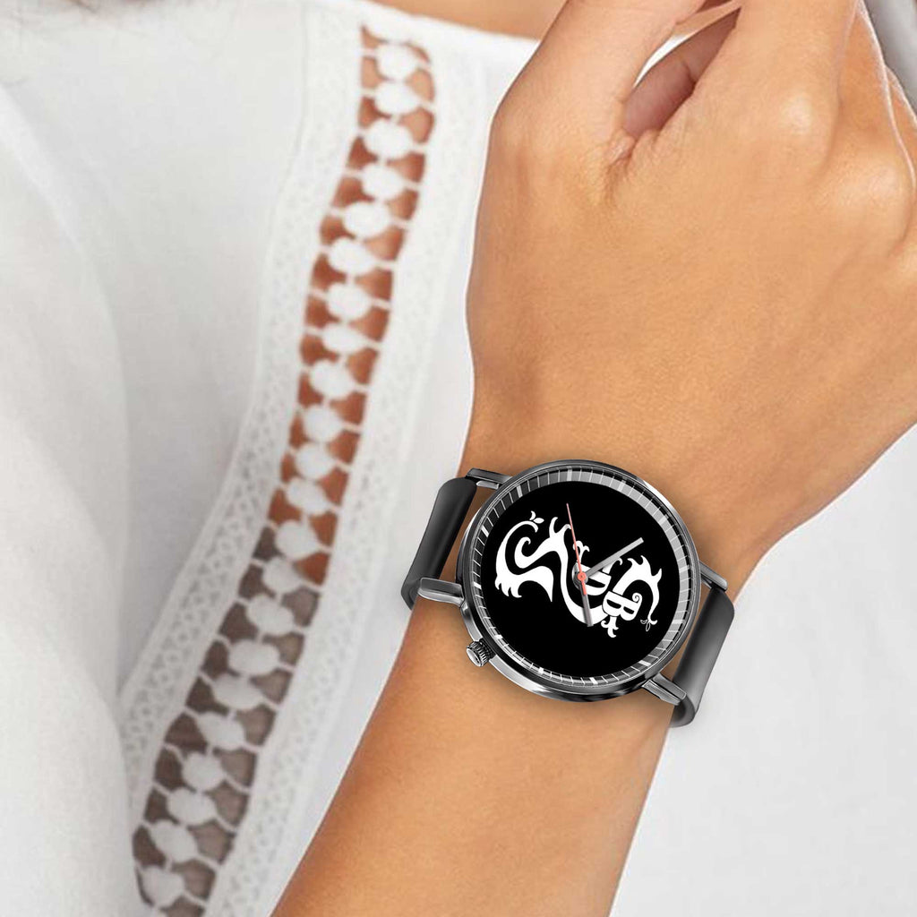 Black Dragon Leather Band Wrist Watch