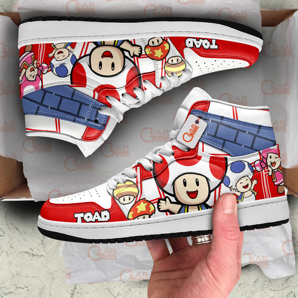 Toad High-Top Sneakers Custom Super Mario Custom Shoes
