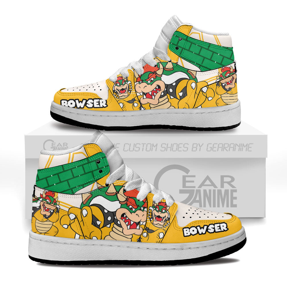 Super Mario Bowser Kids High-Top Sneakers Custom Shoes