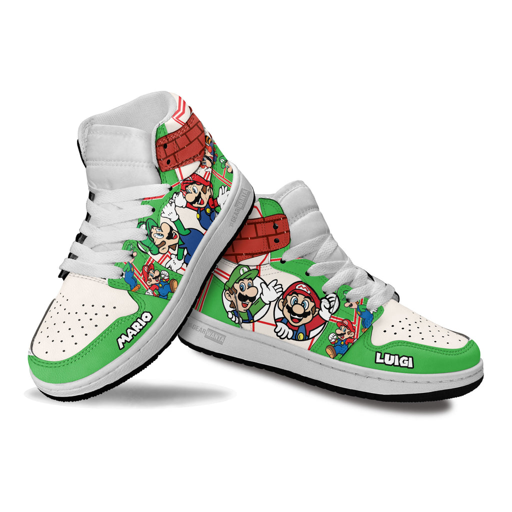 Mario and Luigi Kids High-Top Sneakers Custom Custom