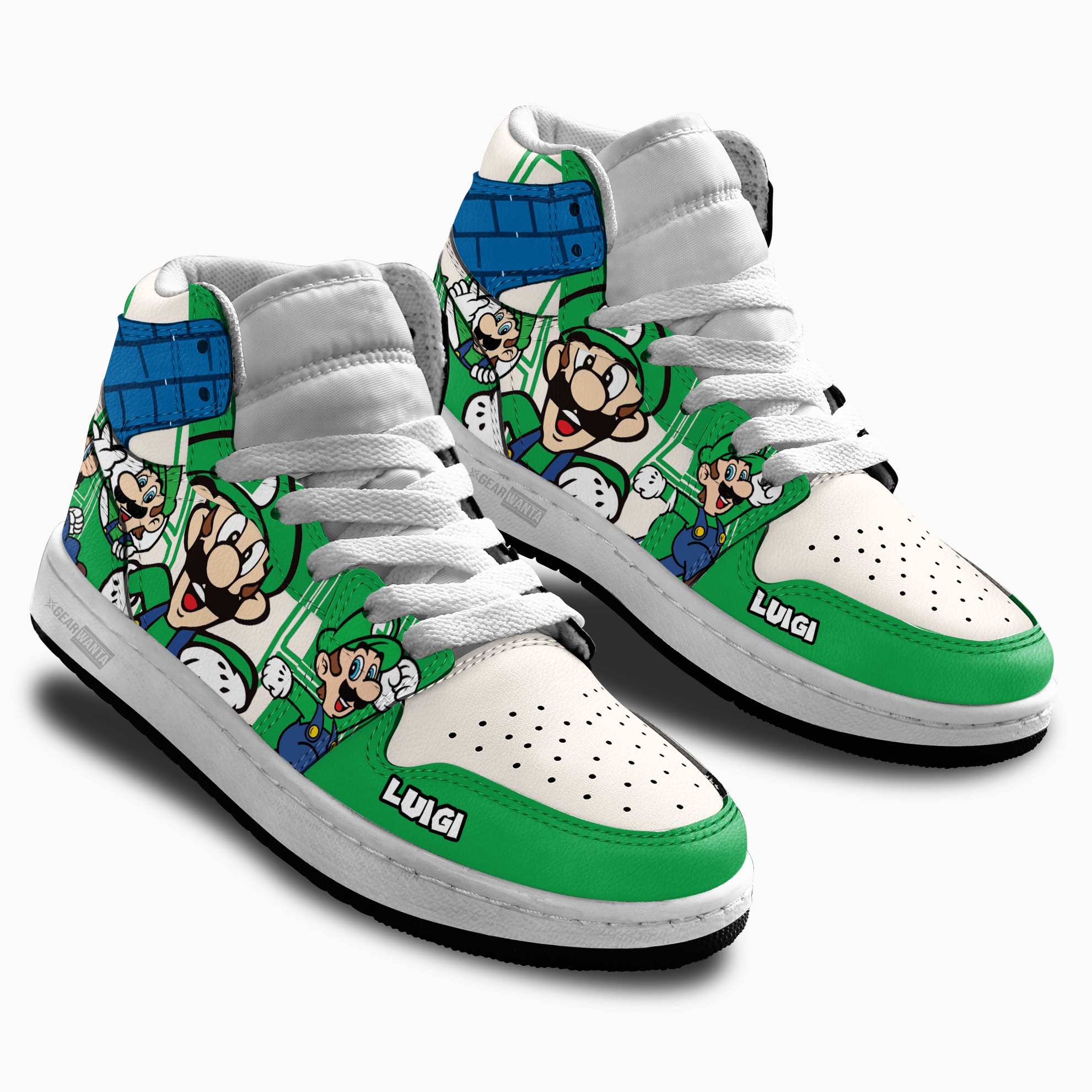 Luigi Kids High-Top Sneakers Custom Custom