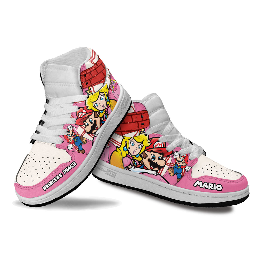 Mario and Princess Peach Kids High-Top Sneakers Custom Custom