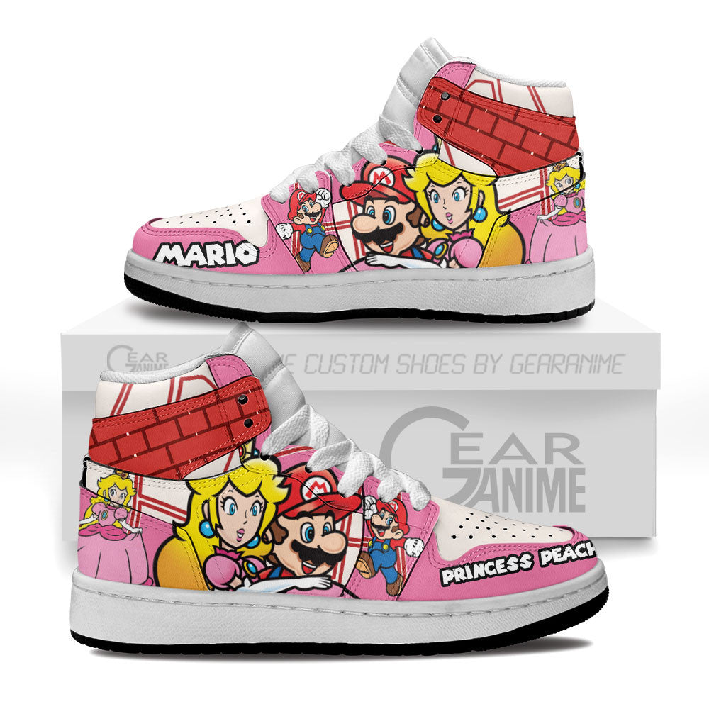Mario and Princess Peach Kids High-Top Sneakers Custom Custom