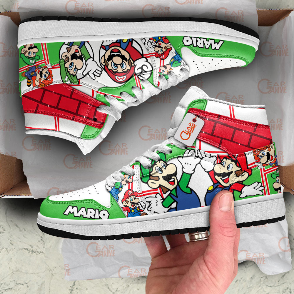 Mario and Luigi High-Top Sneakers Custom Super Mario Game