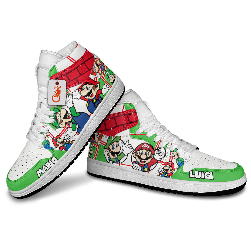 Mario and Luigi High-Top Sneakers Custom Super Mario Game