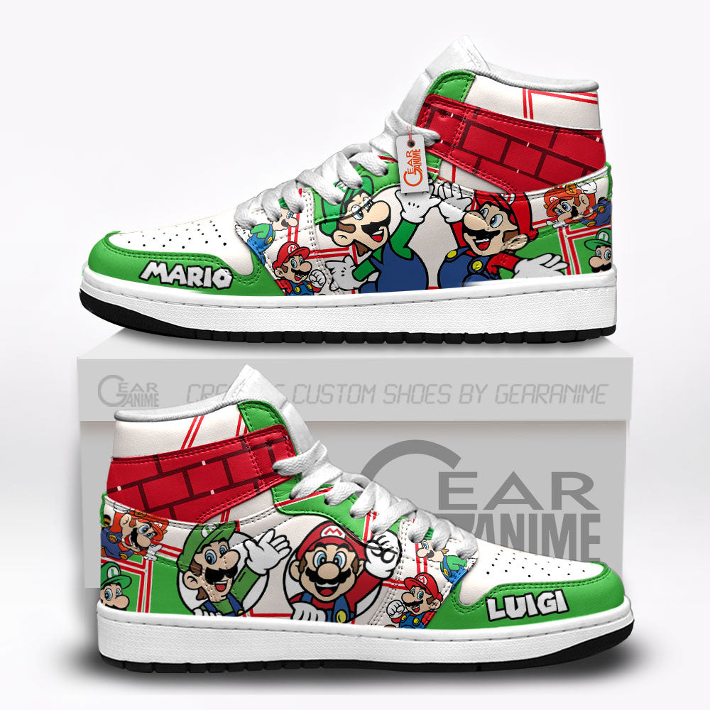 Mario and Luigi High-Top Sneakers Custom Super Mario Game