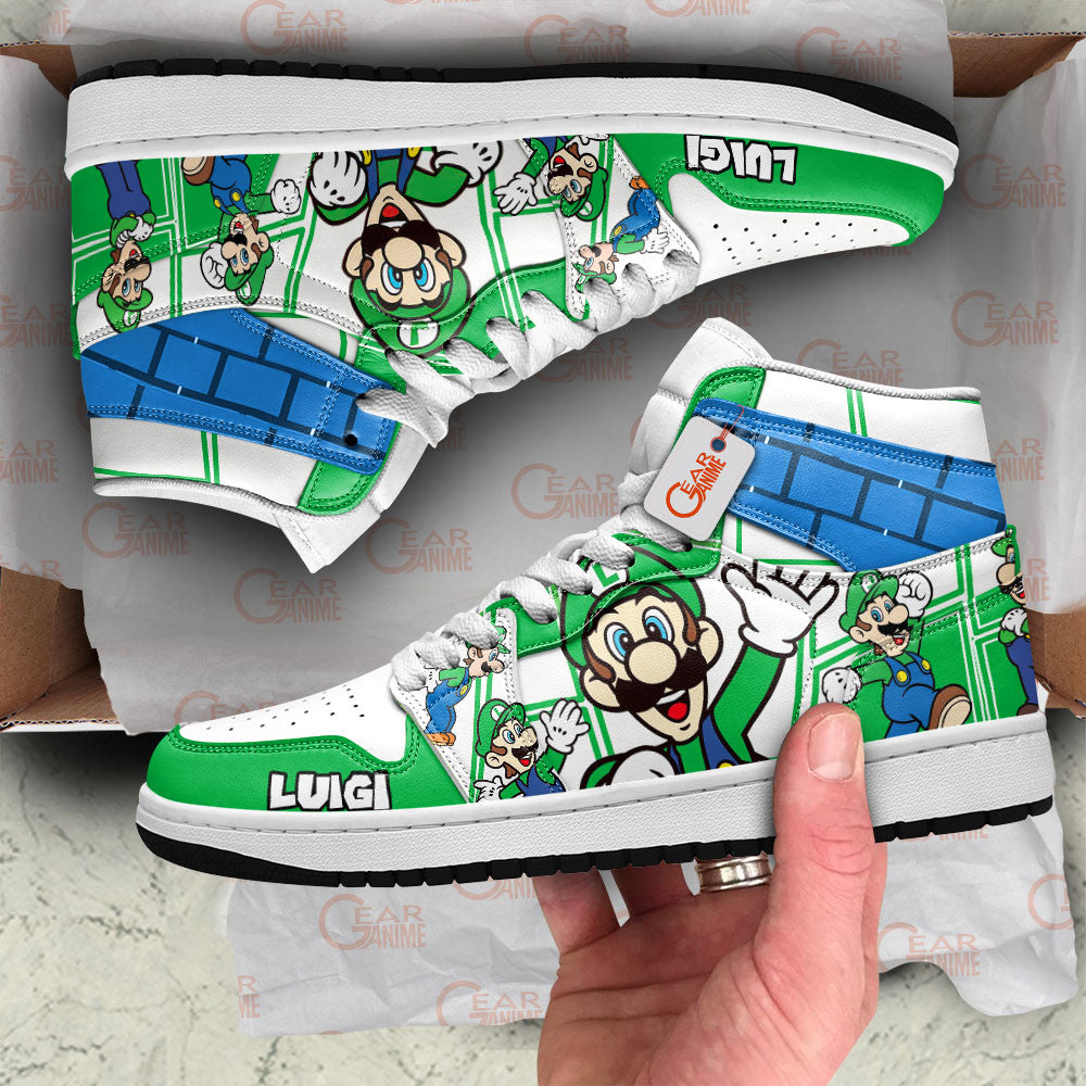 Luigi High-Top Sneakers Custom Super Mario Custom Shoes