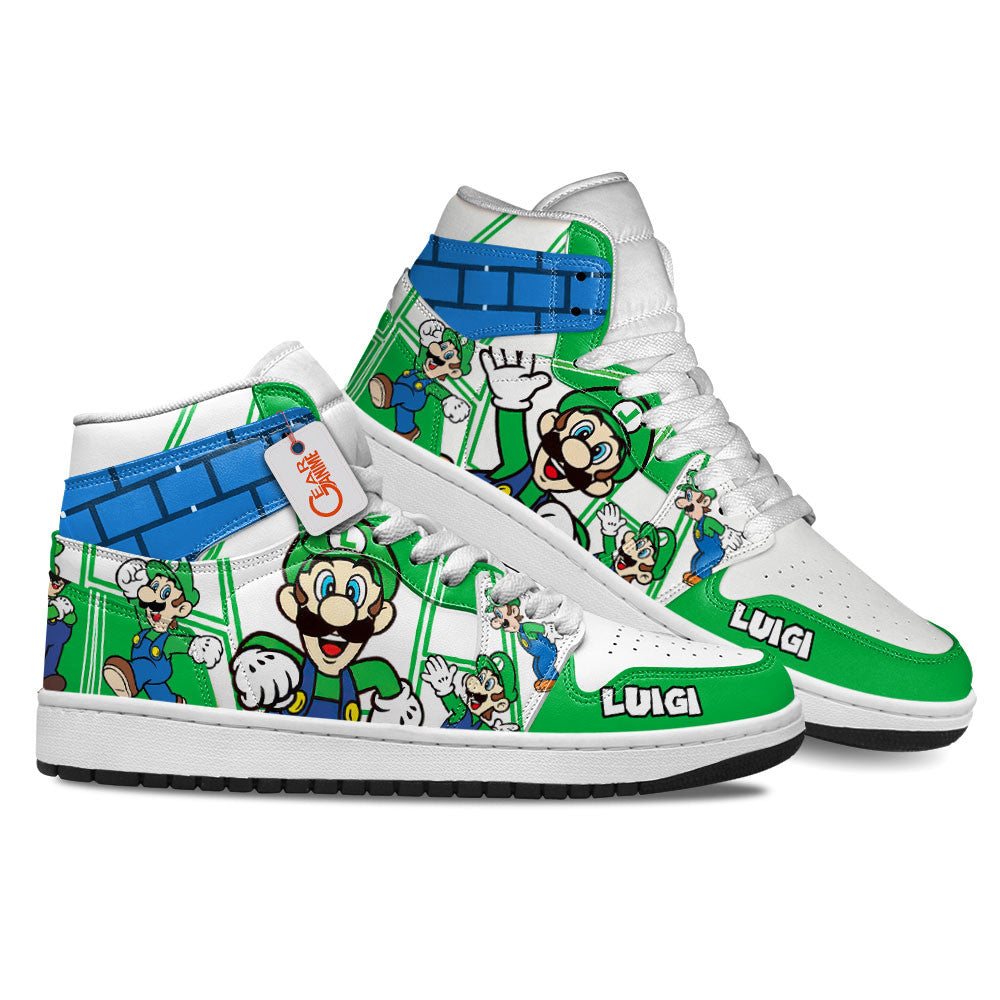 Luigi High-Top Sneakers Custom Super Mario Custom Shoes