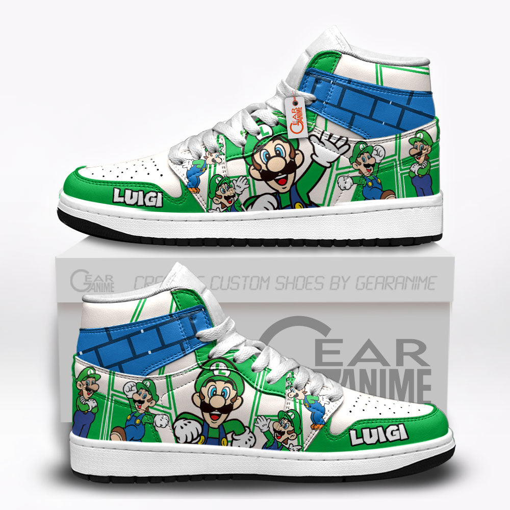 Luigi High-Top Sneakers Custom Super Mario Custom Shoes
