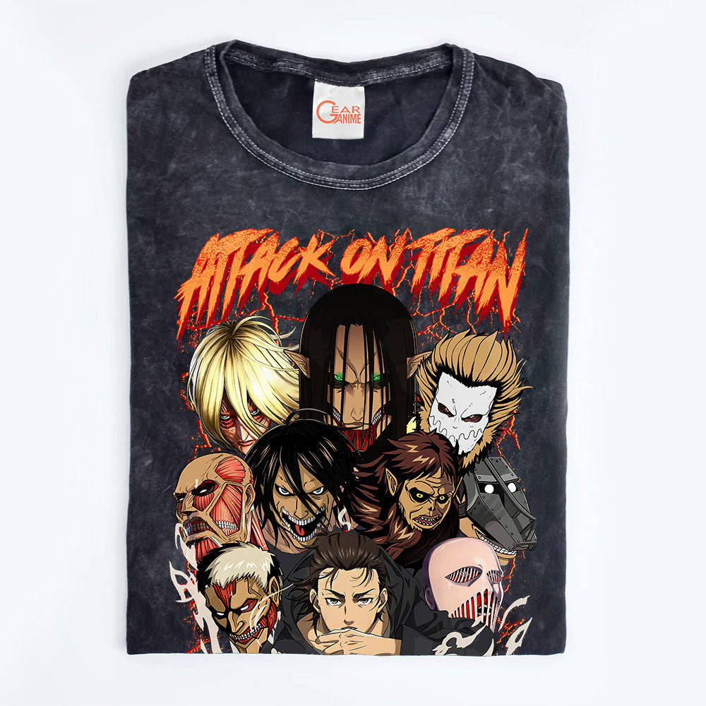 Attack On Titan Washed T-shirt Vintage Style
