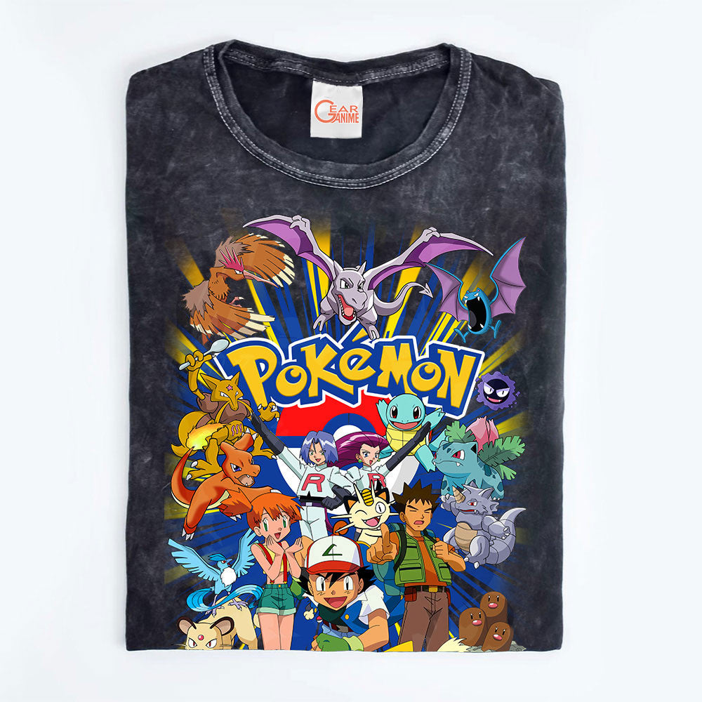 Pokemon Washed T-shirt Vintage Style