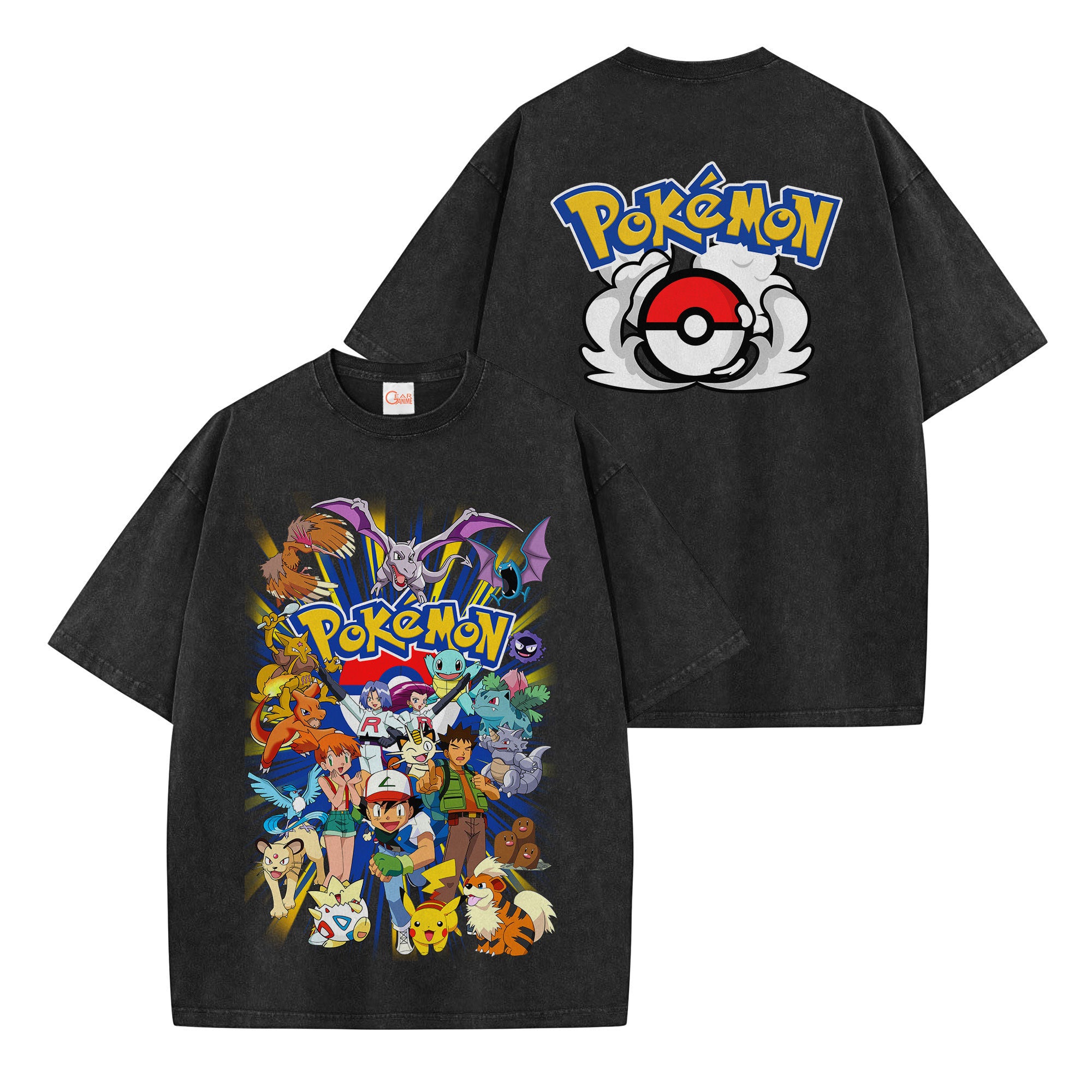 Pokemon Washed T-shirt Vintage Style