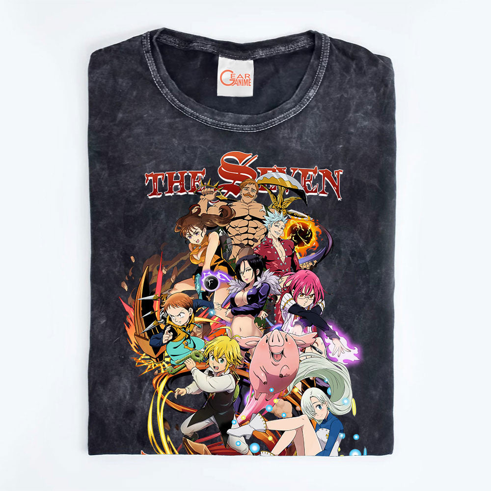 The Seven Deadly Sins Washed T-shirt Vintage Style