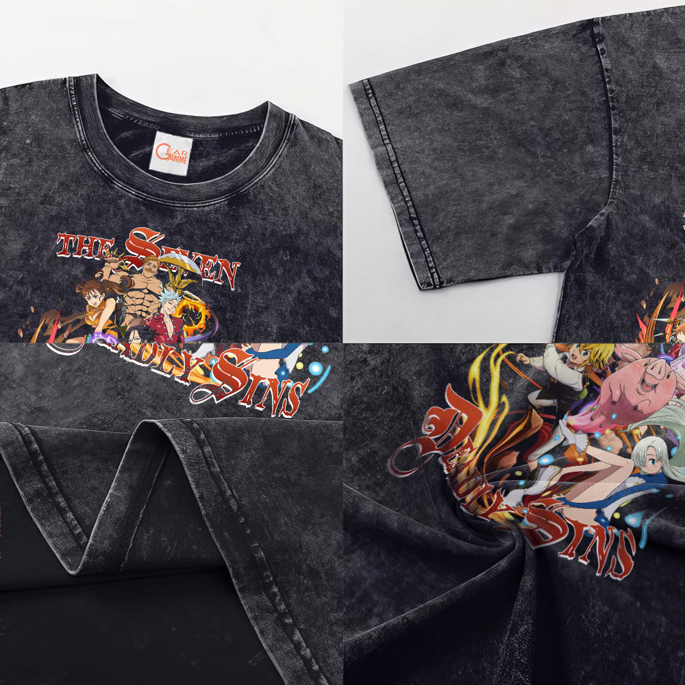 The Seven Deadly Sins Washed T-shirt Vintage Style