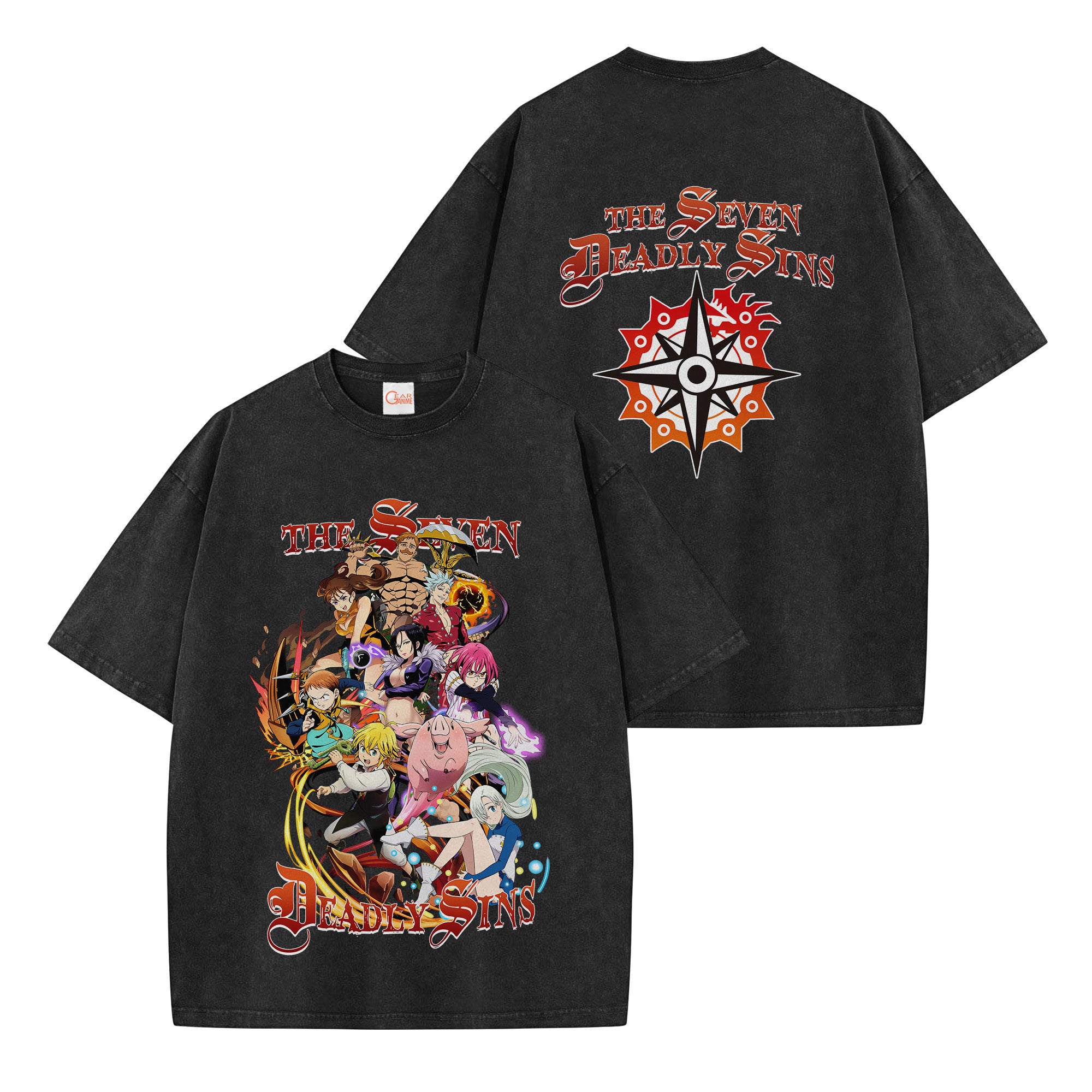 The Seven Deadly Sins Washed T-shirt Vintage Style