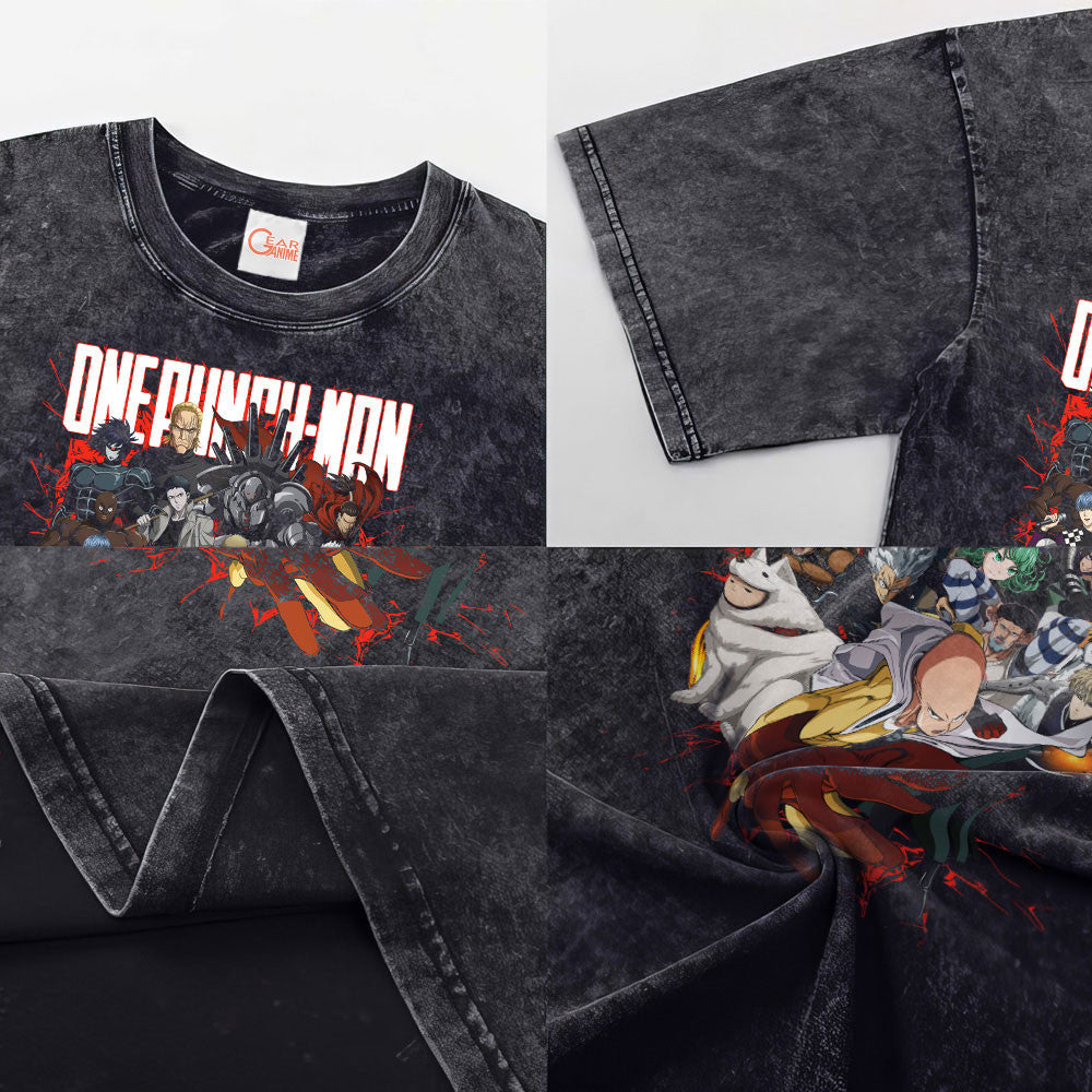 One Punch Man Washed T-shirt Vintage Style