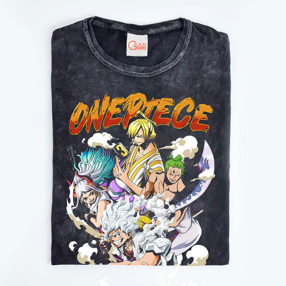 One Piece Straw Hat Pirates Washed T-shirt Vintage Style