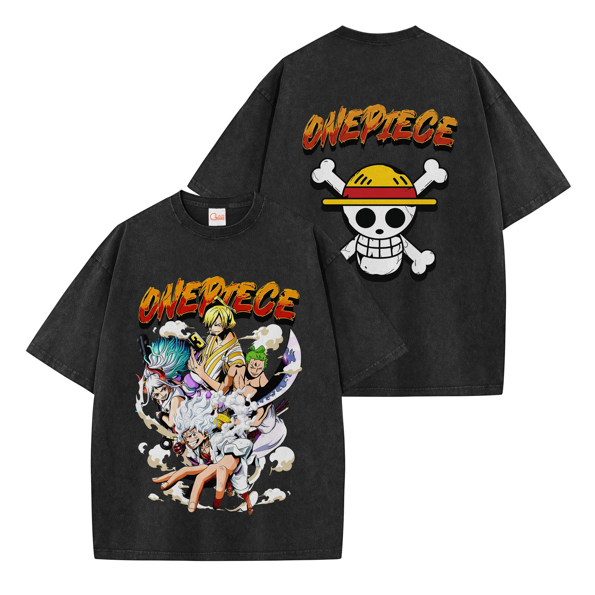 One Piece Straw Hat Pirates Washed T-shirt Vintage Style