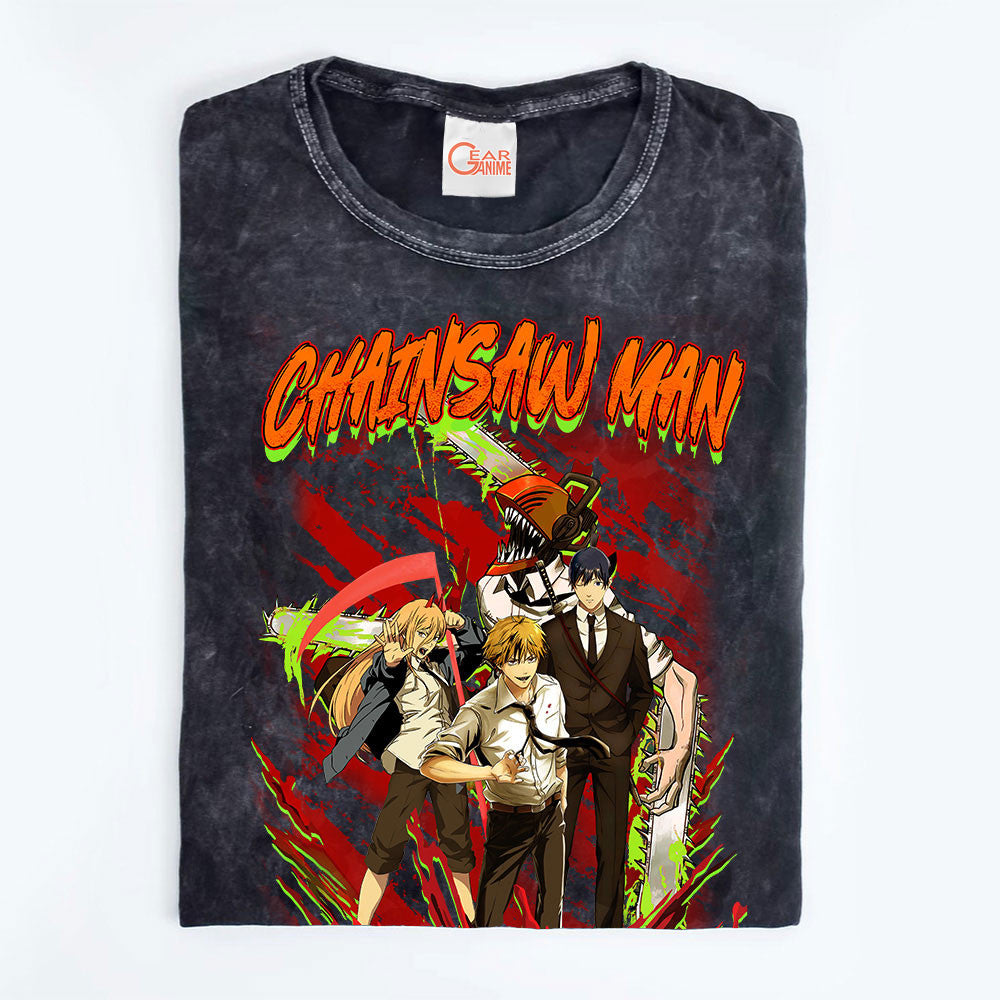 Chainsaw Man Washed T-shirt Vintage Style