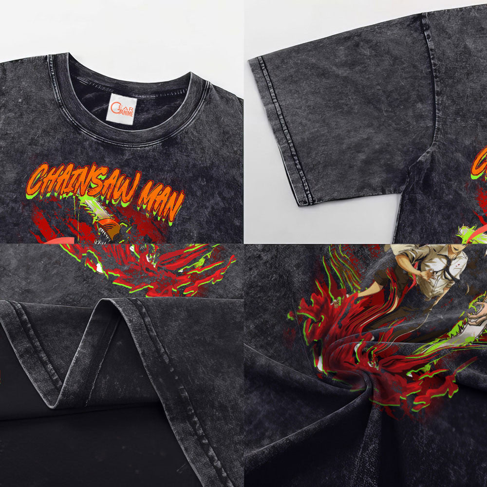 Chainsaw Man Washed T-shirt Vintage Style