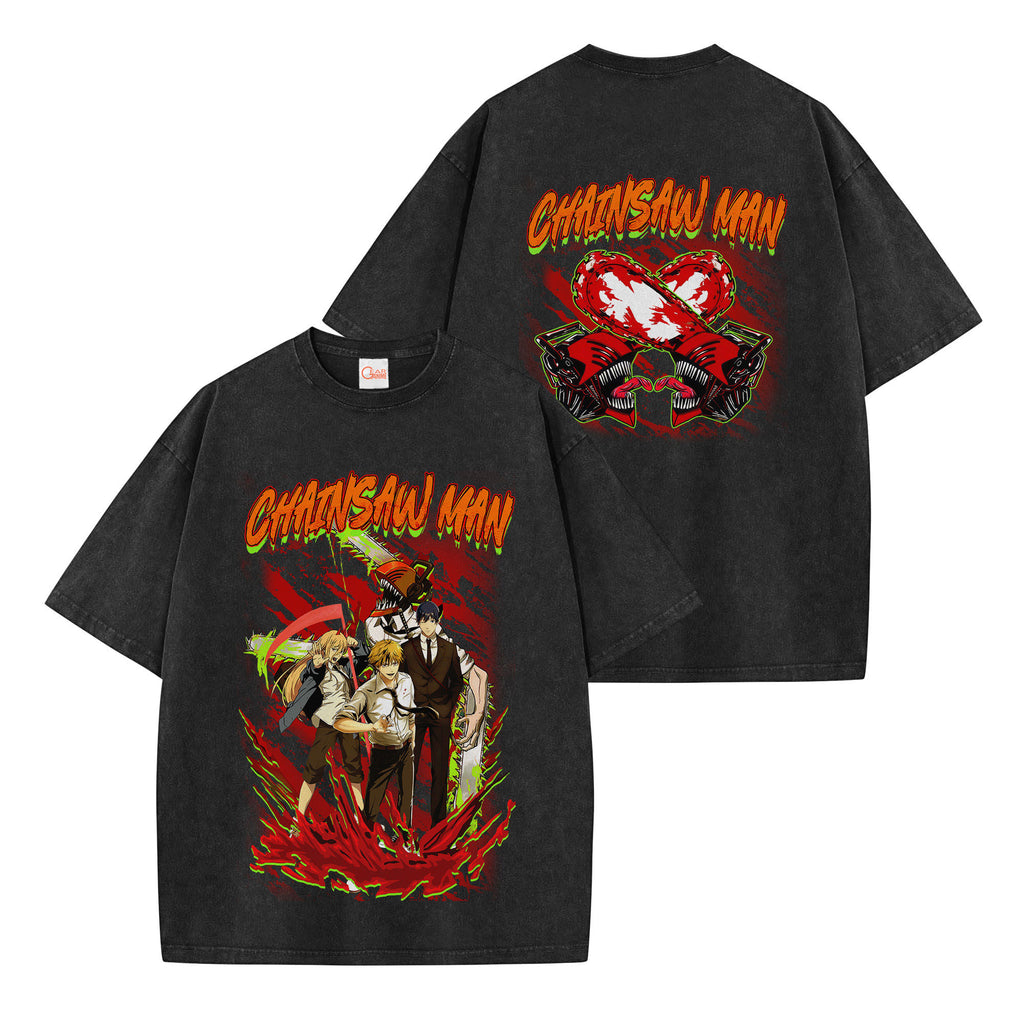 Chainsaw Man Washed T-shirt Vintage Style