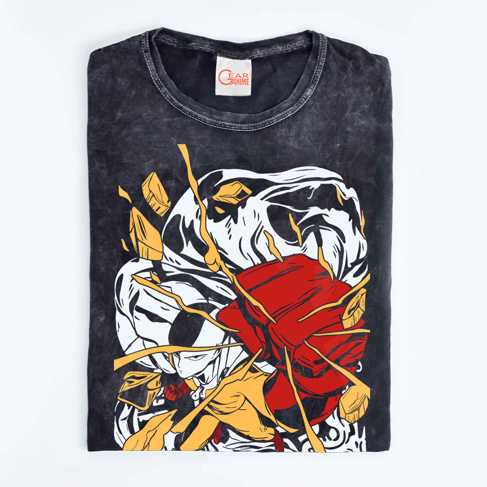 Saitama Washed T-shirt Vintage Style