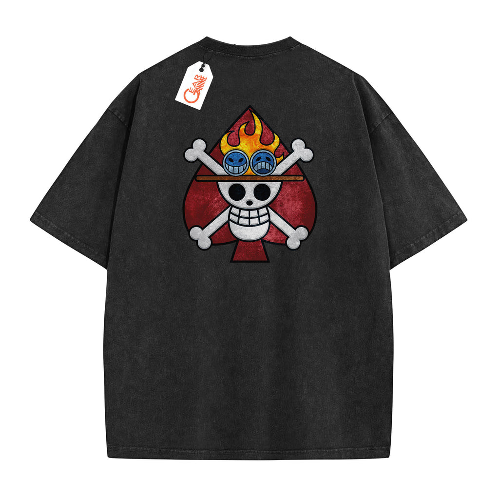 Portgas D. Ace Washed T-shirt Vintage Style