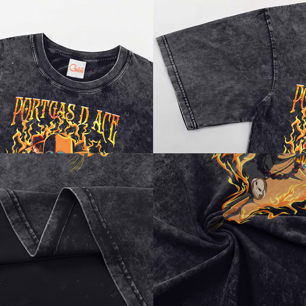 Portgas D. Ace Washed T-shirt Vintage Style