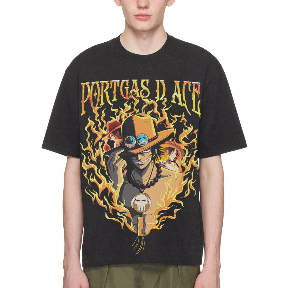 Portgas D. Ace Washed T-shirt Vintage Style