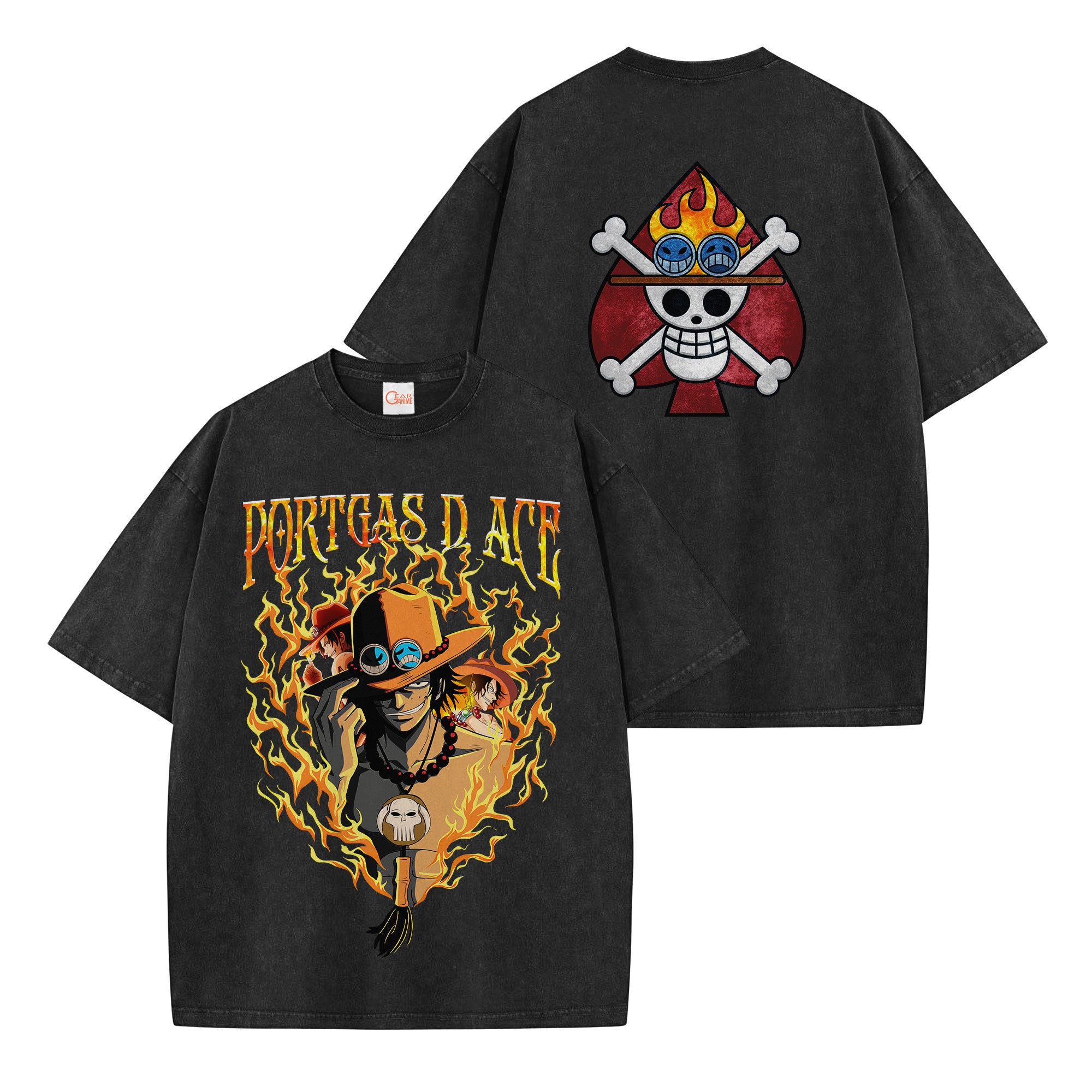 Portgas D. Ace Washed T-shirt Vintage Style