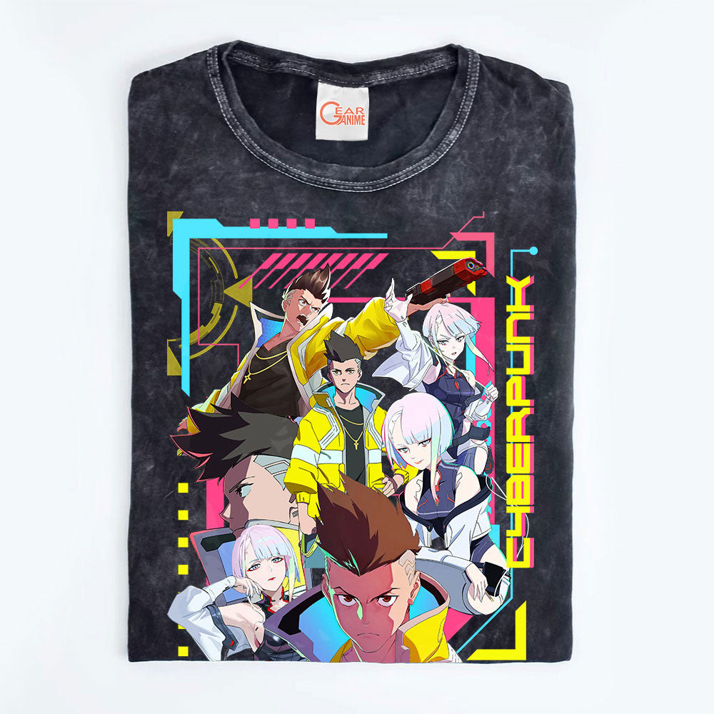 Cyberpunk Edgerunners Washed T-shirt Vintage Style
