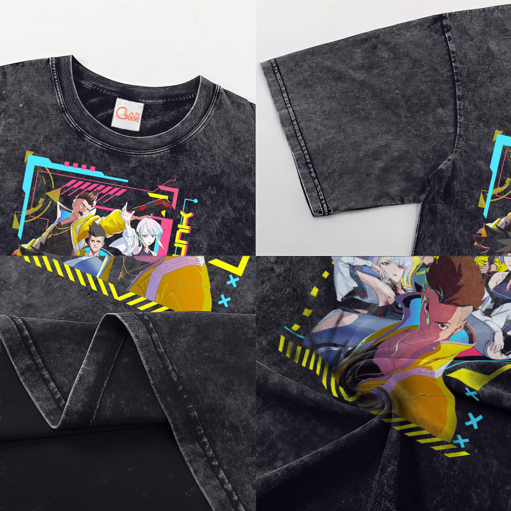 Cyberpunk Edgerunners Washed T-shirt Vintage Style