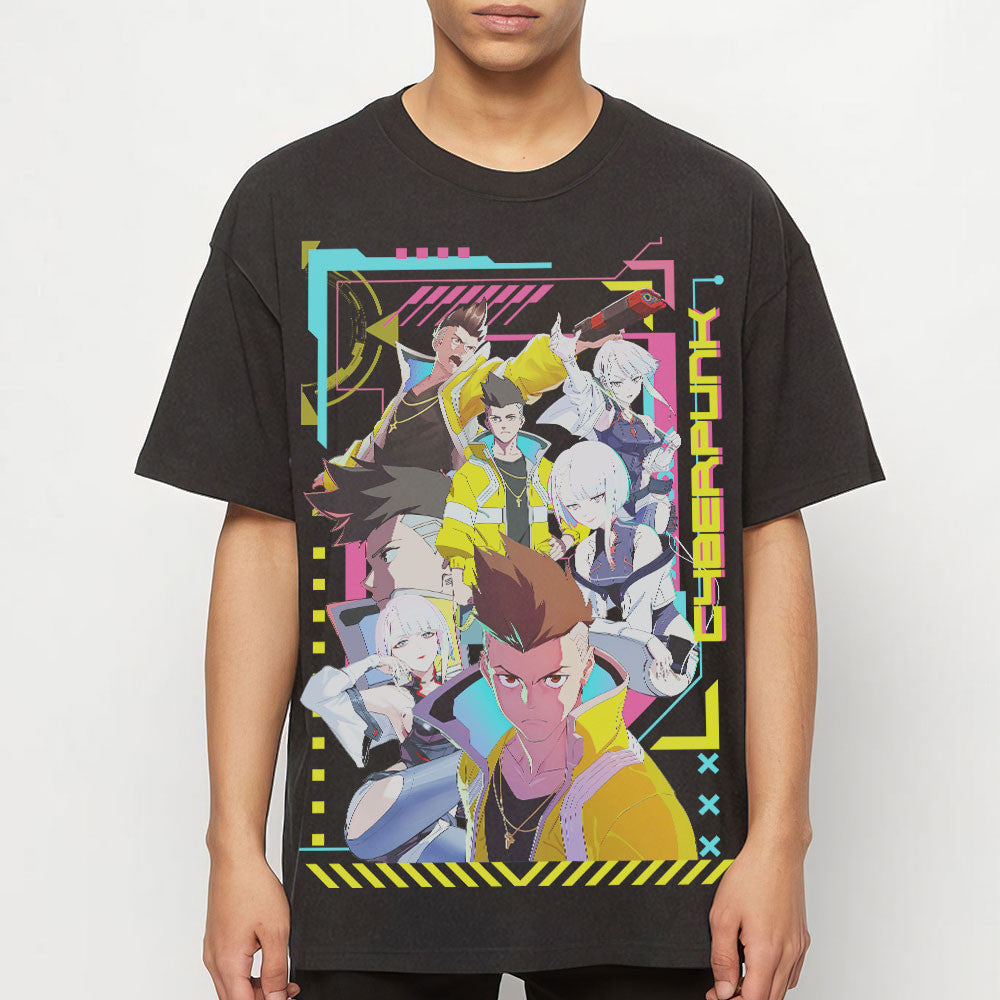 Cyberpunk Edgerunners Washed T-shirt Vintage Style