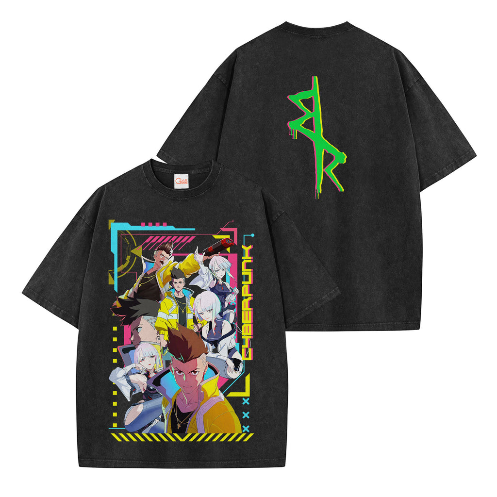 Cyberpunk Edgerunners Washed T-shirt Vintage Style