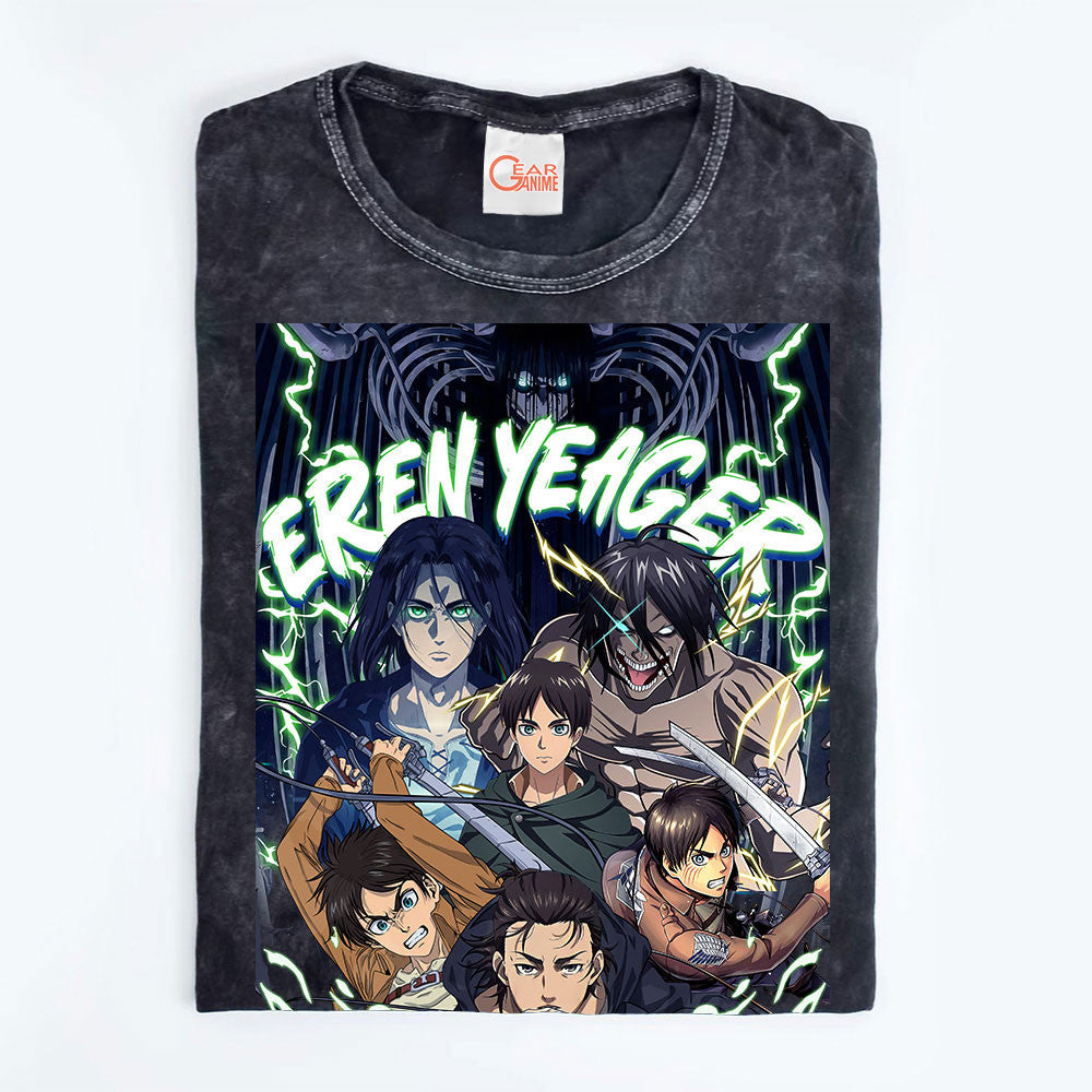 Eren Yeager Washed T-shirt Vintage Style