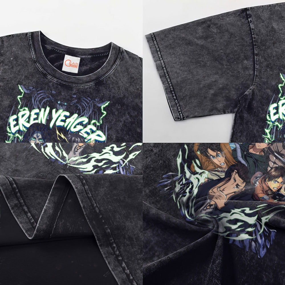 Eren Yeager Washed T-shirt Vintage Style