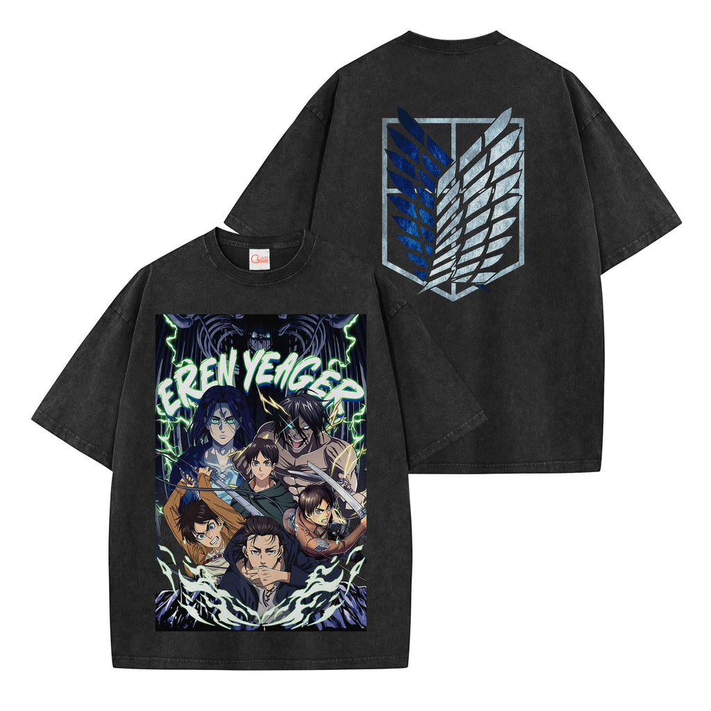 Eren Yeager Washed T-shirt Vintage Style