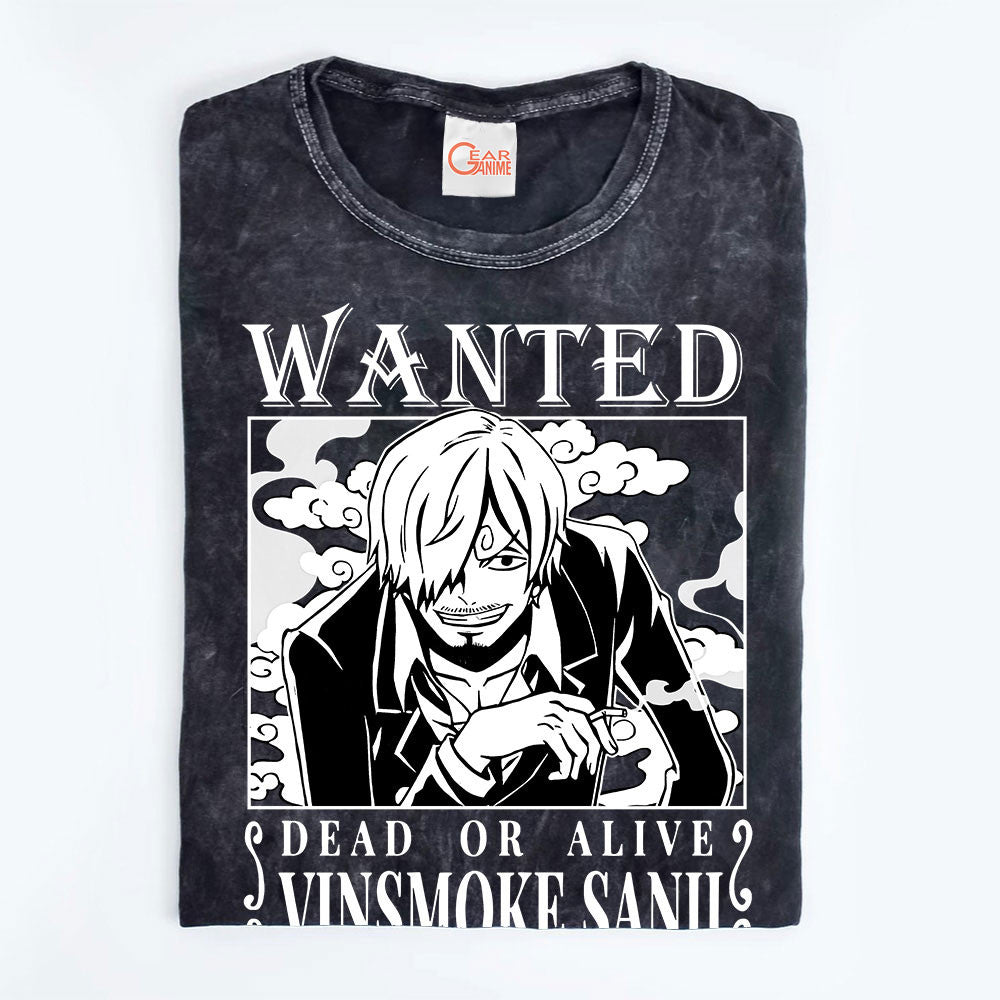 Sanji Wanted Washed T-shirt Vintage Style