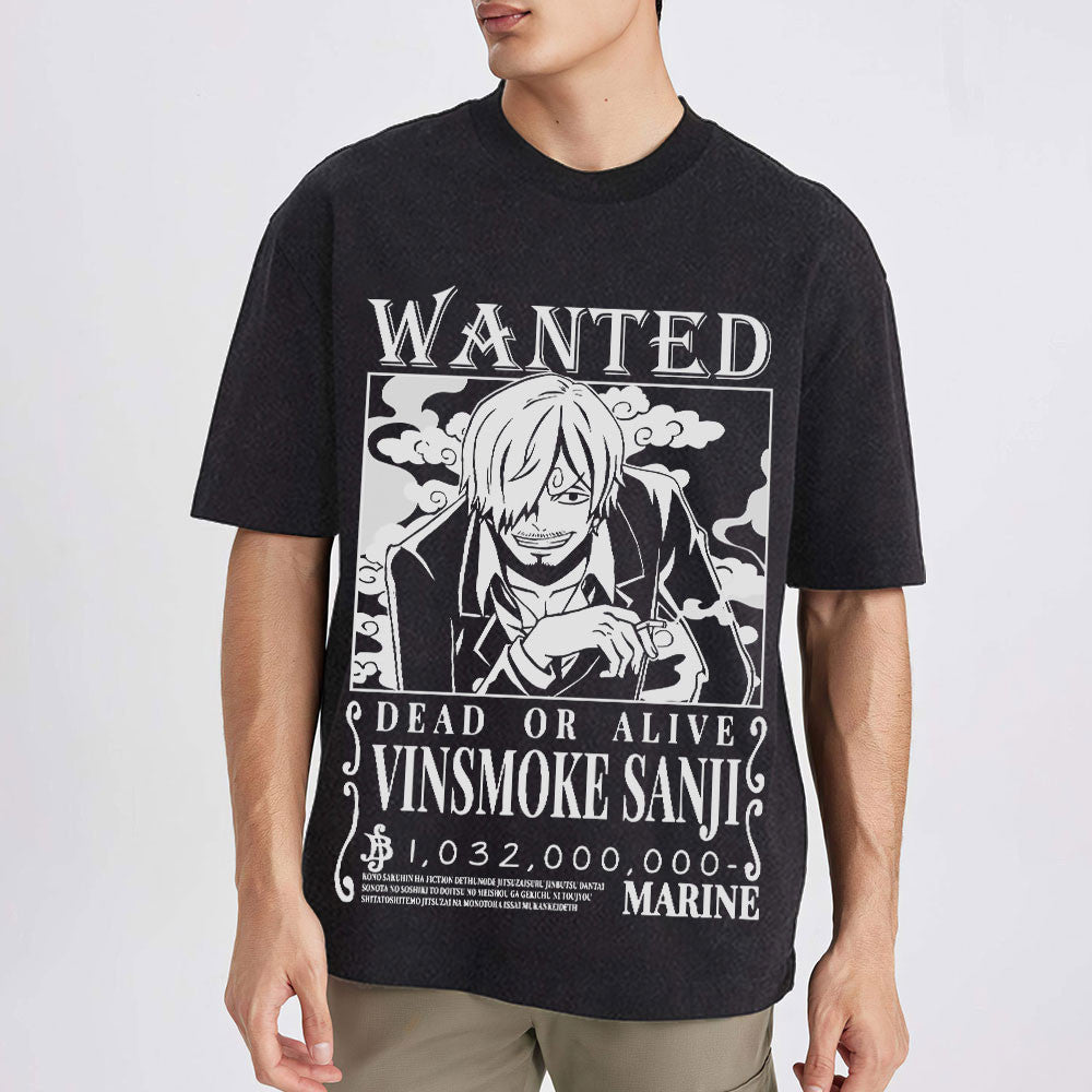 Sanji Wanted Washed T-shirt Vintage Style