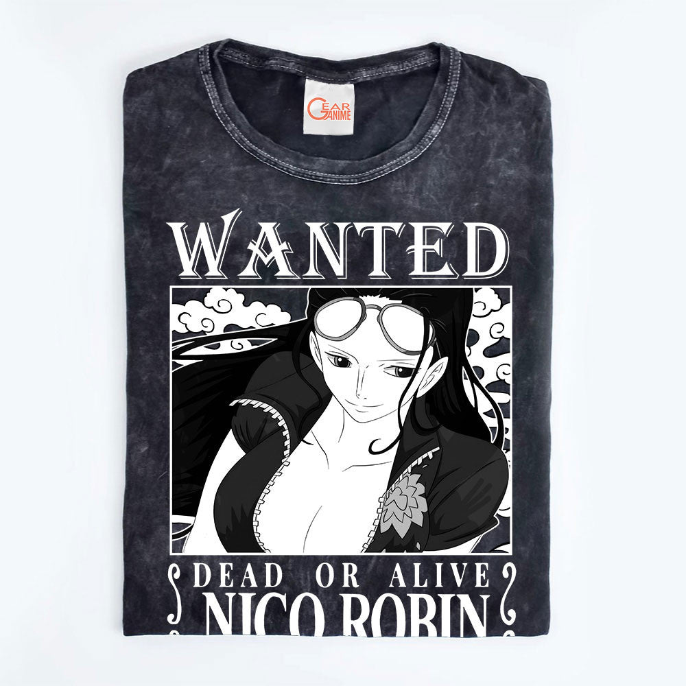 Nico Robin Wanted Washed T-shirt Vintage Style