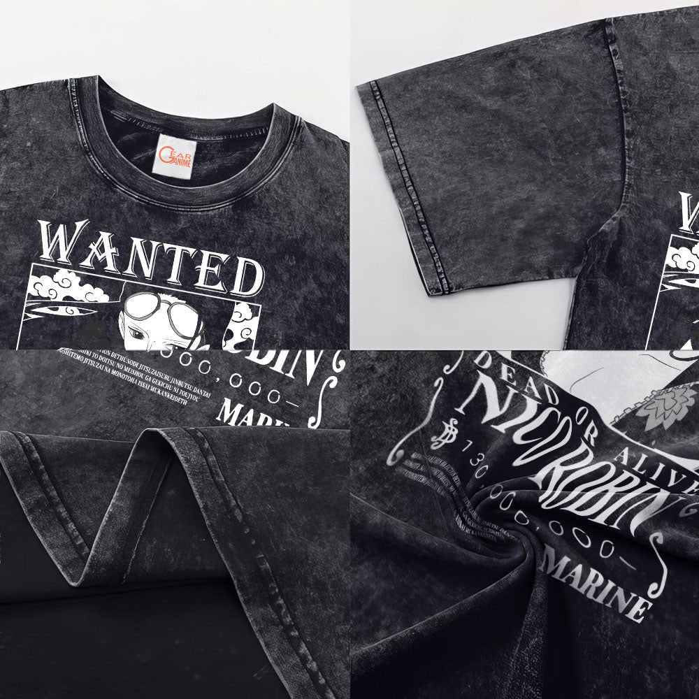 Nico Robin Wanted Washed T-shirt Vintage Style