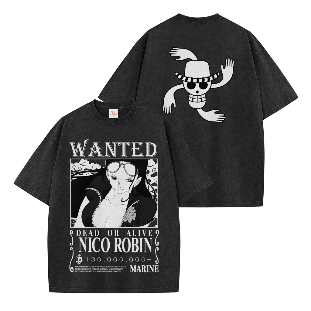 Nico Robin Wanted Washed T-shirt Vintage Style
