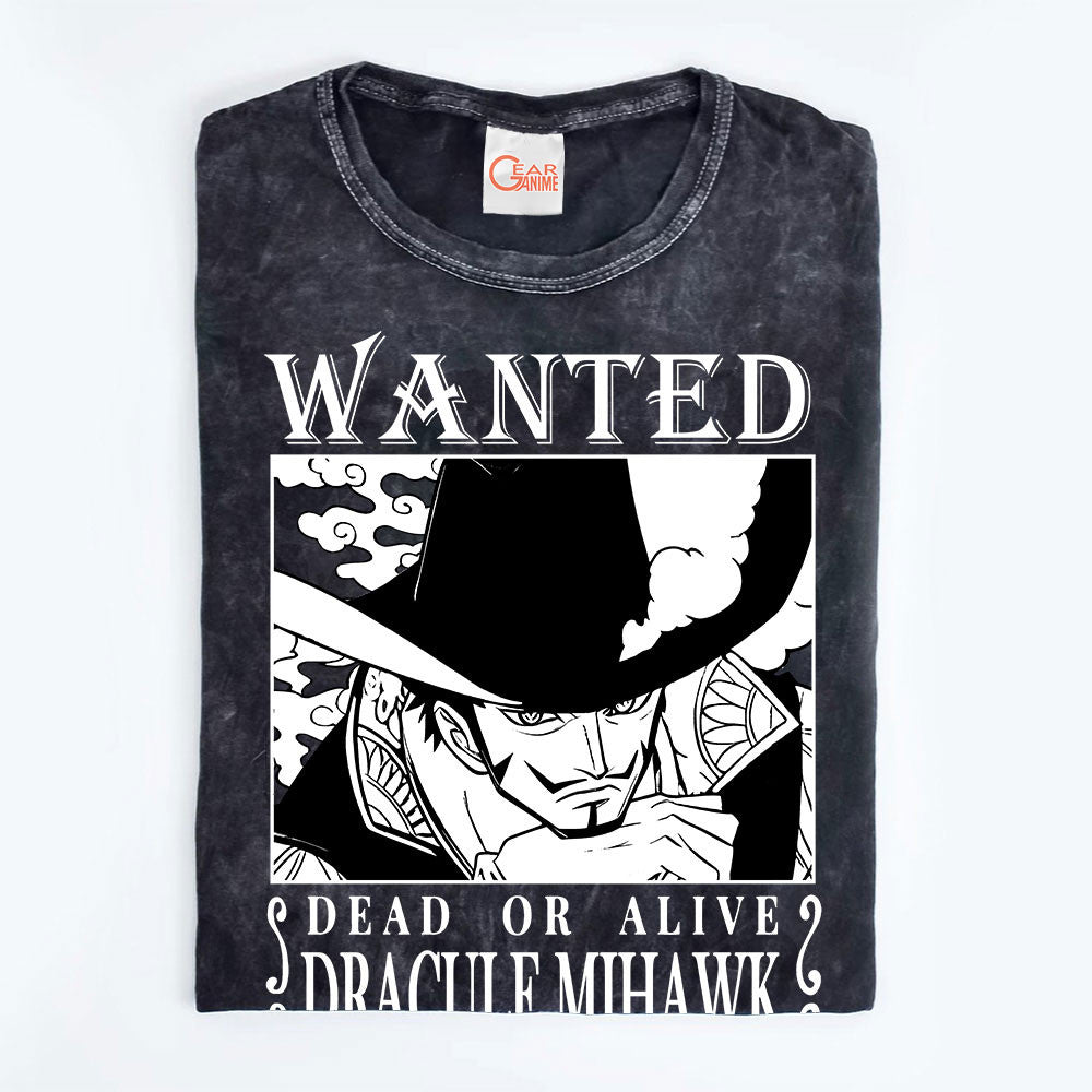 Dracule Mihawk Wanted Washed T-shirt Vintage Style