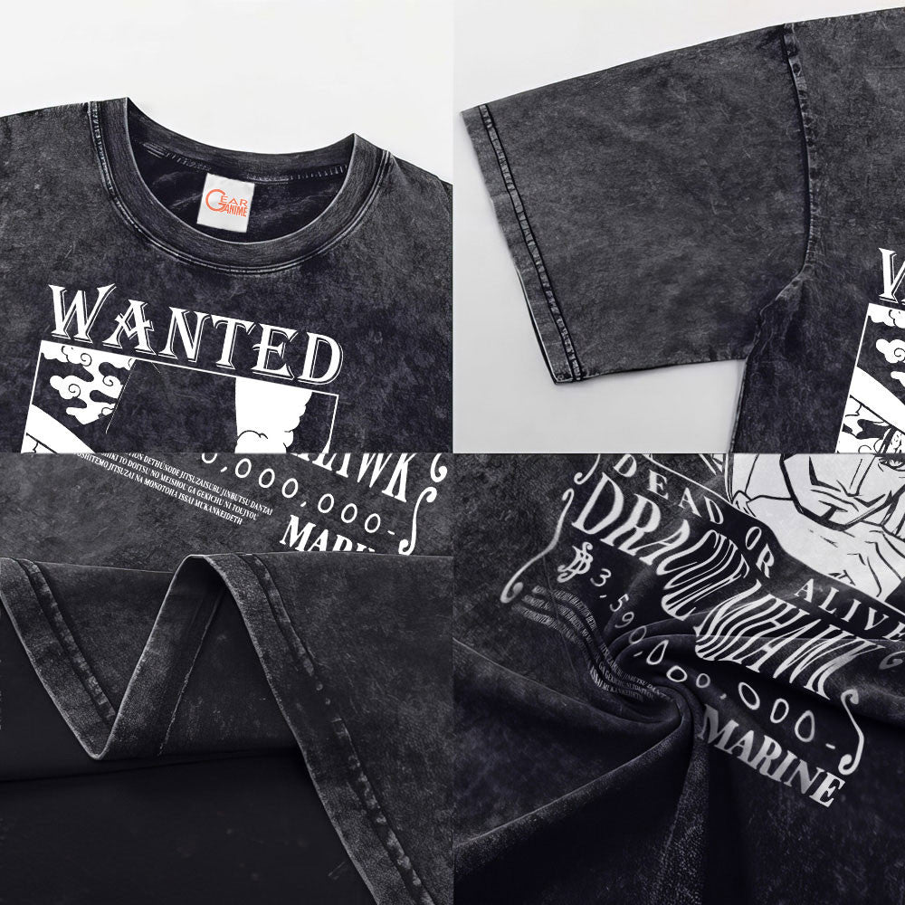 Dracule Mihawk Wanted Washed T-shirt Vintage Style