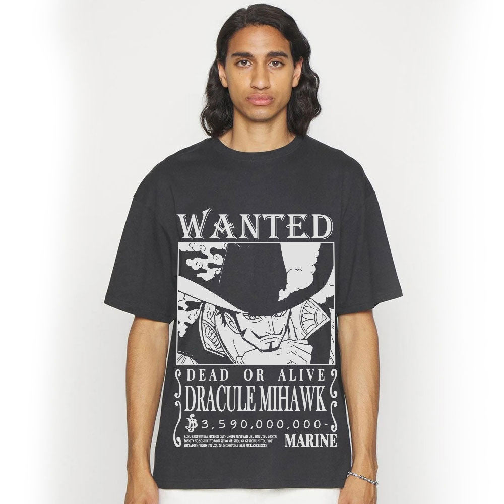 Dracule Mihawk Wanted Washed T-shirt Vintage Style