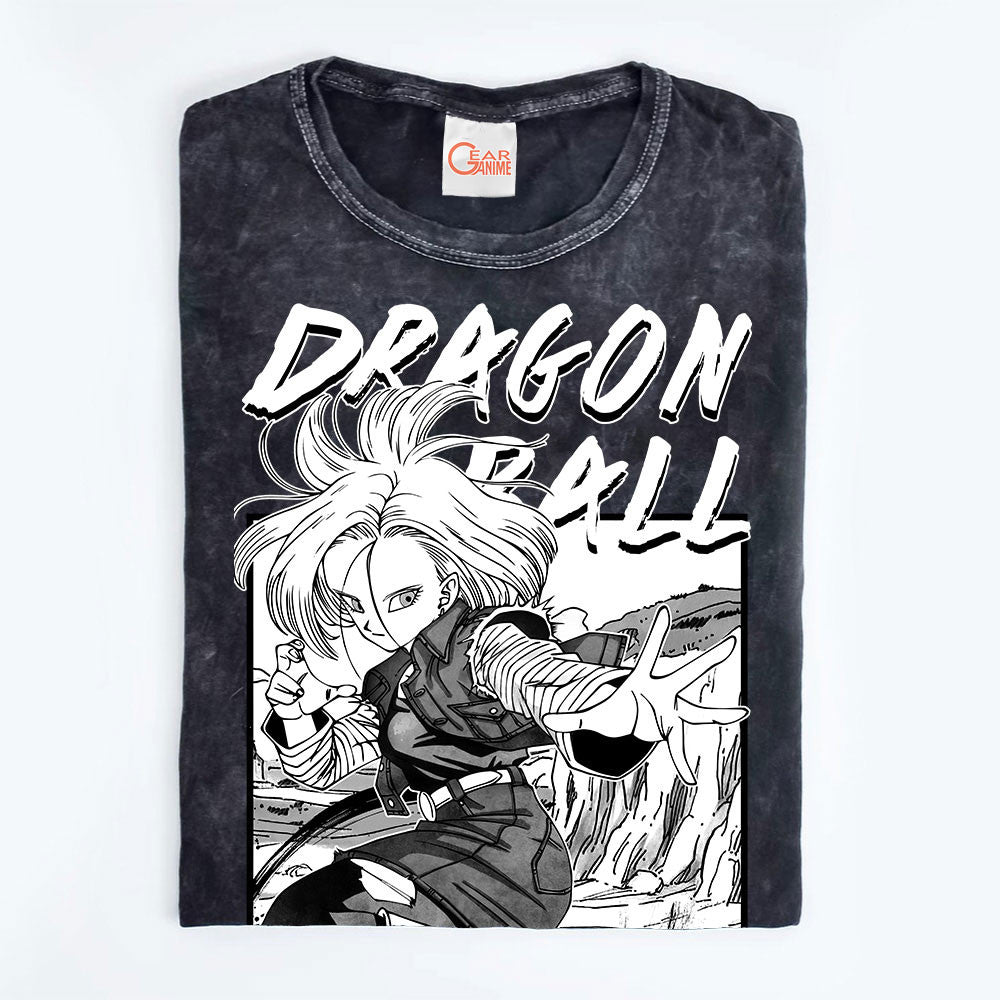Android 18 Washed T-shirt Vintage Style