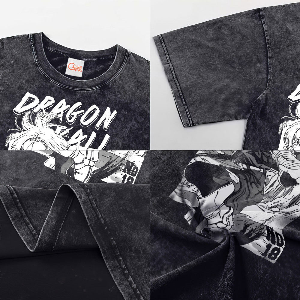 Android 18 Washed T-shirt Vintage Style