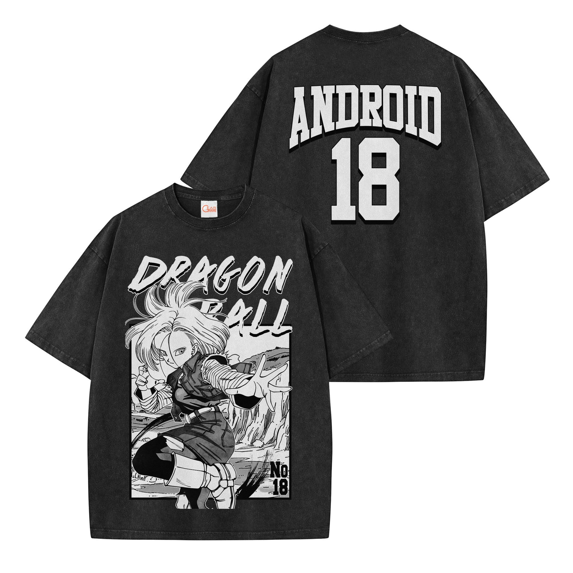 Android 18 Washed T-shirt Vintage Style