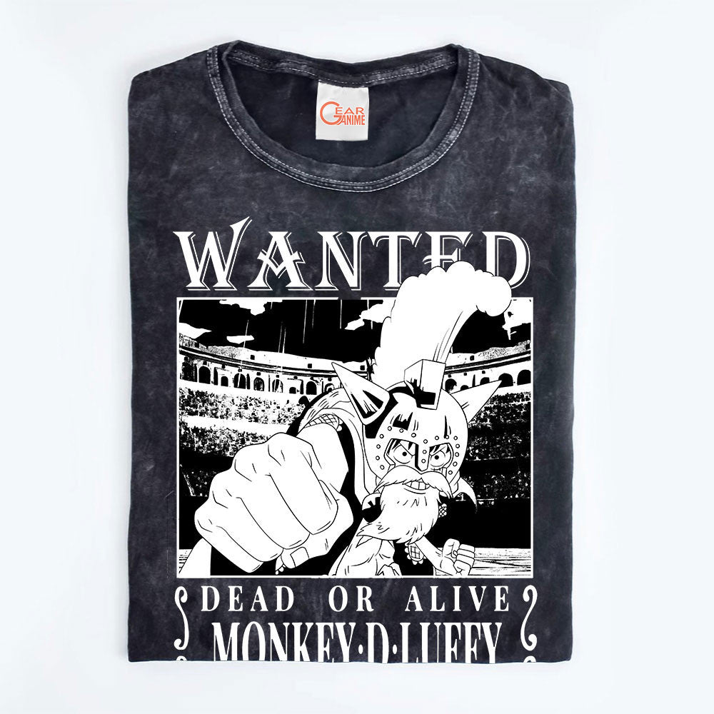 Luffy Dressrosa Arc Wanted Washed T-shirt Vintage Style