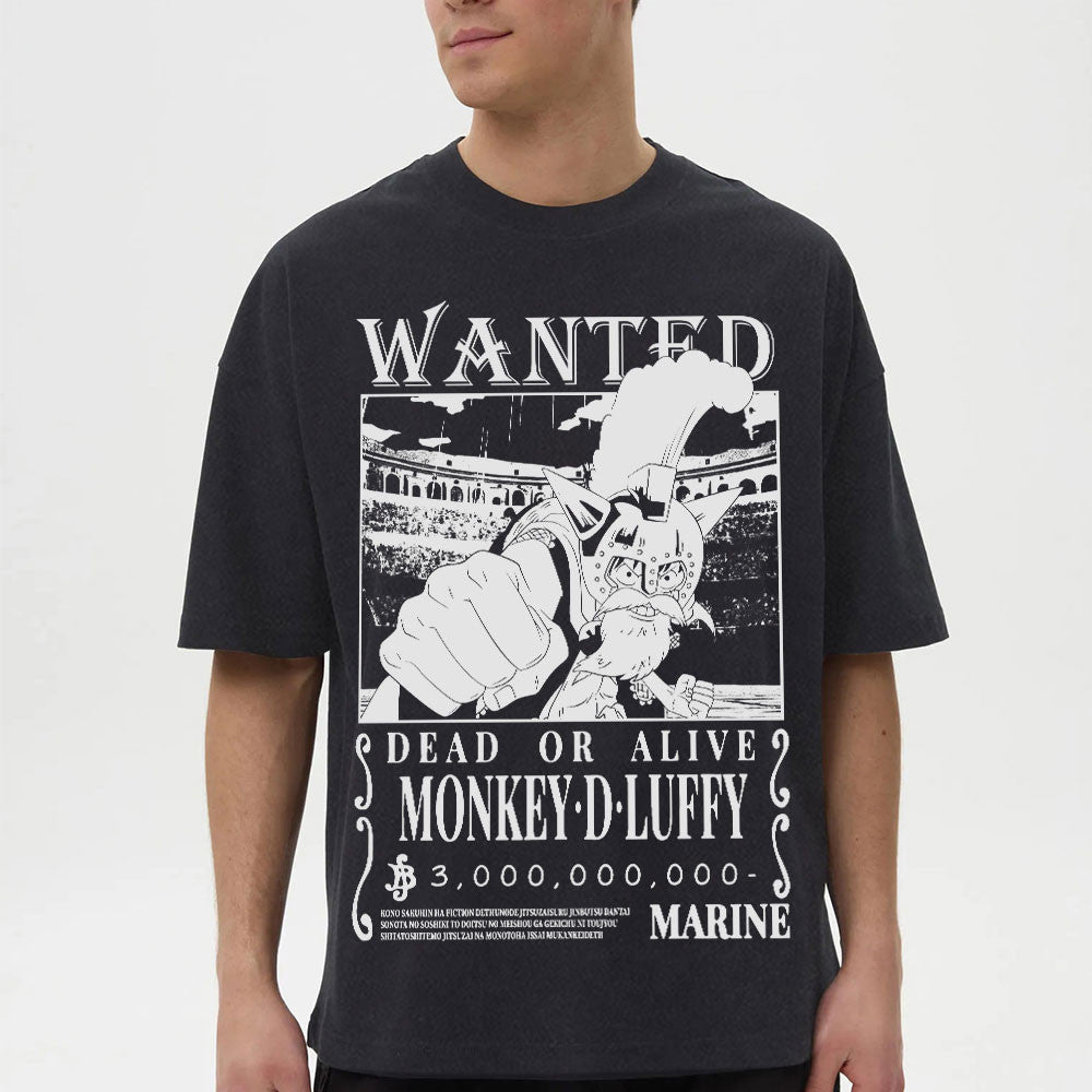 Luffy Dressrosa Arc Wanted Washed T-shirt Vintage Style